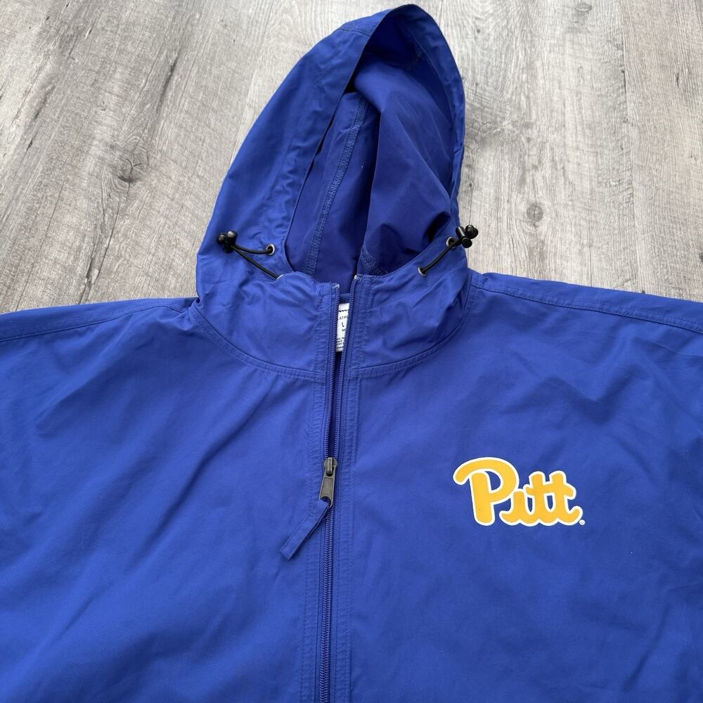 Champion Pittsburgh Panthers Pullover Windbreaker Mens Large Blue 1/4 Zip Hooded
